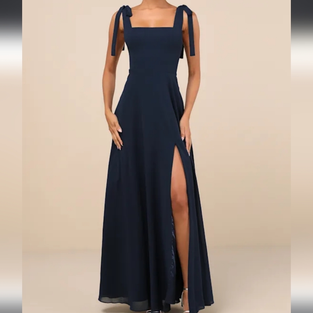 Lulu's Navy Floor Length Dress
